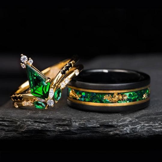 Unique Wedding Ring Sets: Damascus Steel And Opal Options